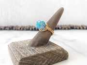 Blue Titanium Quartz Ring Size 7