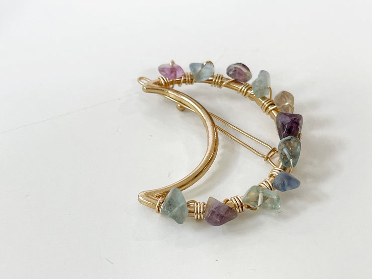 Fluorite Moon Hair Clip