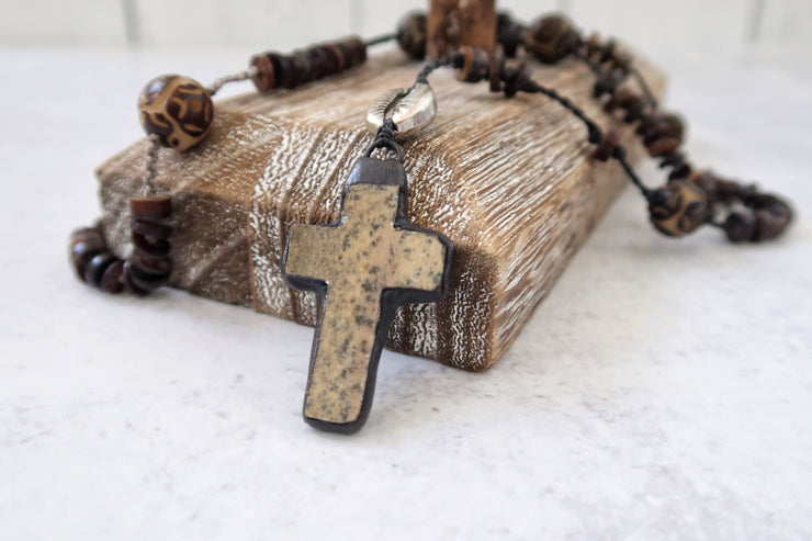 Metal Cowrie and Cross Pendant