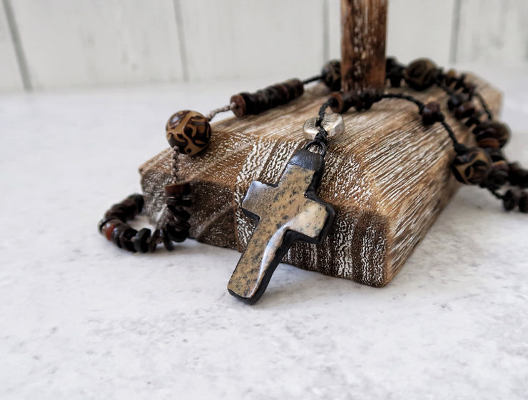 Metal Cowrie and Cross Pendant