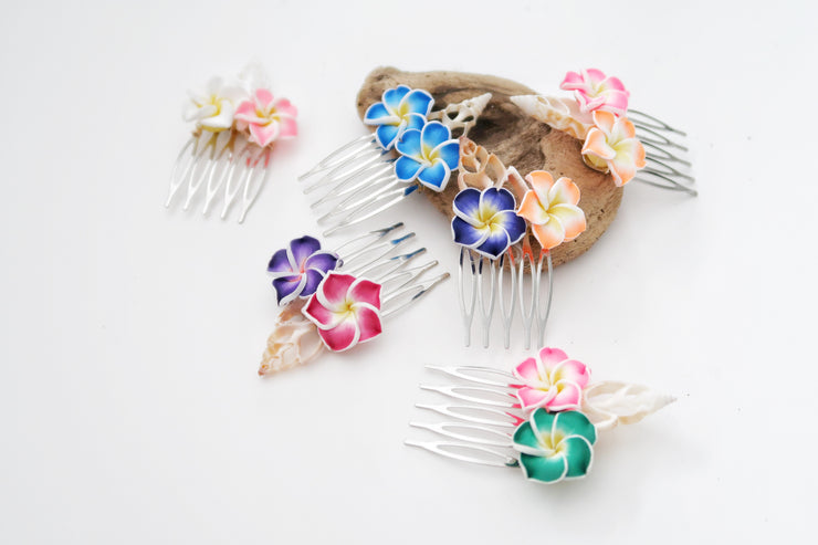 Tropical Flower and Seashell Hair Pin