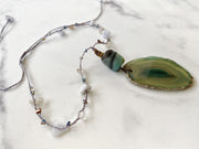 Sea Glass Crystal and Agate Pendant