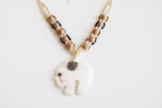 Mother of Pearl Elephant Boho Necklace