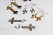 Swarovski Heart Cross Earrings