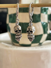 925 Silver Skull Pair Earrings