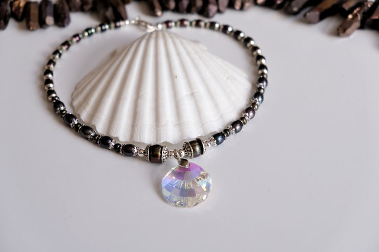 Sun Catcher Shell and Fresh Water Pearl Necklace