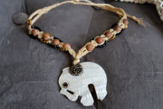 Mother of Pearl Elephant Boho Necklace